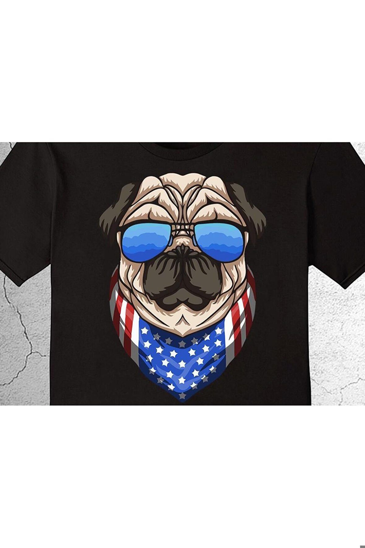 Pug Güneş Gözlüğü Amerkan Bayrağı Flag Tişört Çocuk T-shirt
