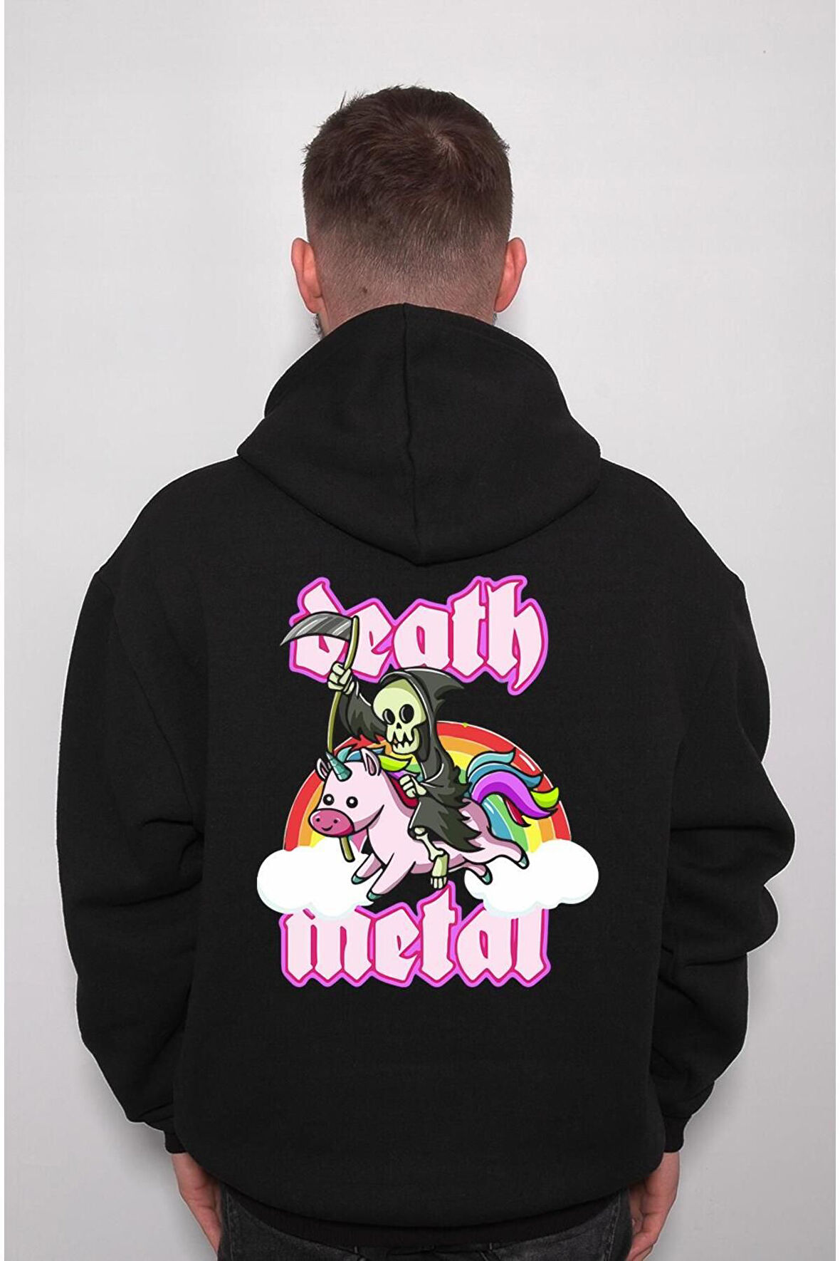 Death Metal Rock Unicorn Tek Boynuz Music Sweatshirt Unisex Kapüşonlu Hoodie