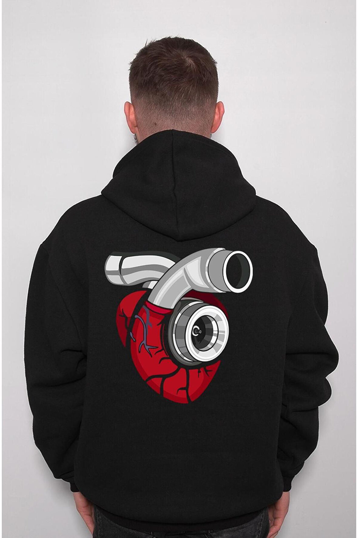 Kalp Heart Motor Turbo Araba Car Modifiye Sweatshirt Unisex Kapüşonlu Hoodie