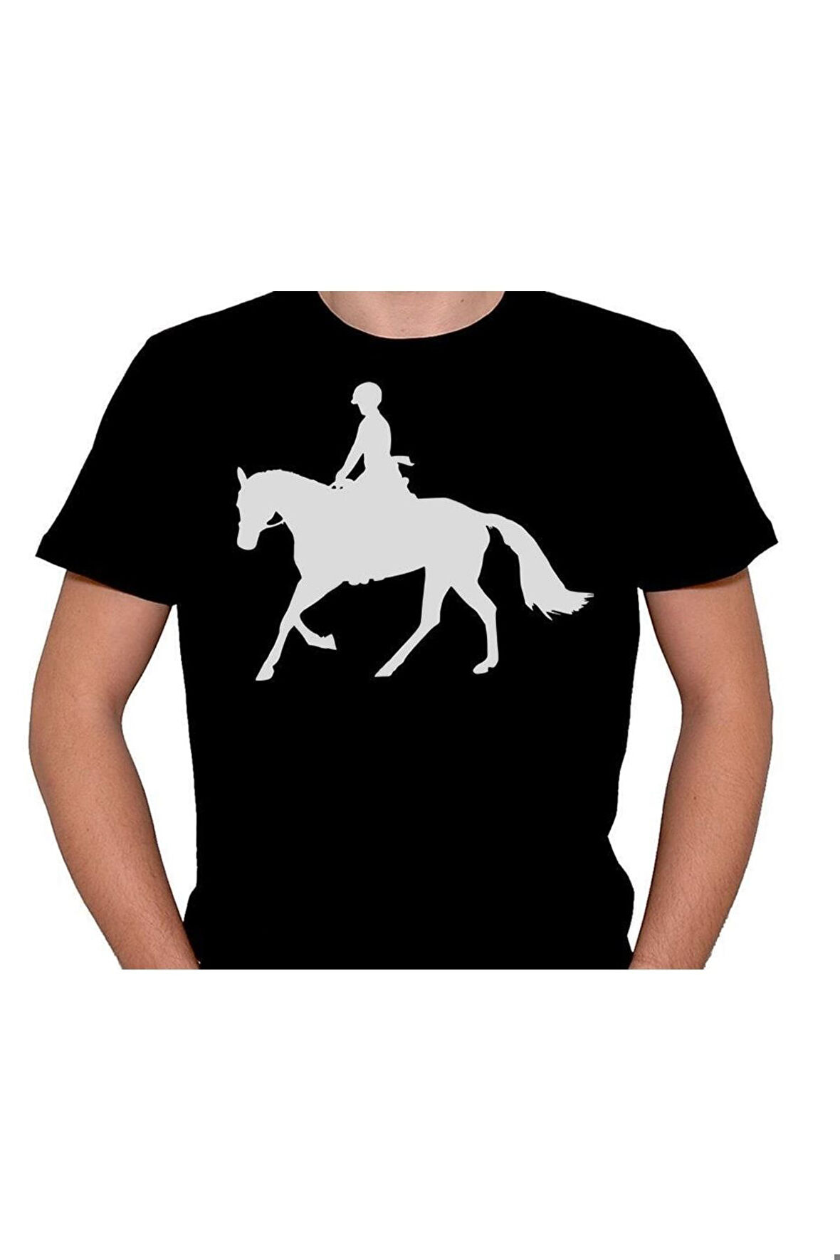 Binicilik At Silüet Yarış Jokey Tişört Unisex T-shirt