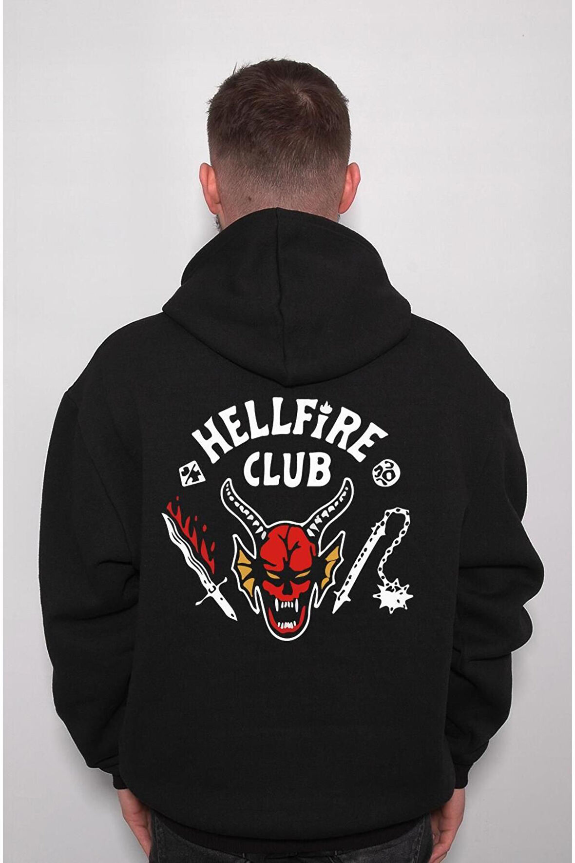 Hellfire Club Dizi Stranger Things Sweatshirt Unisex Kapüşonlu Hoodie