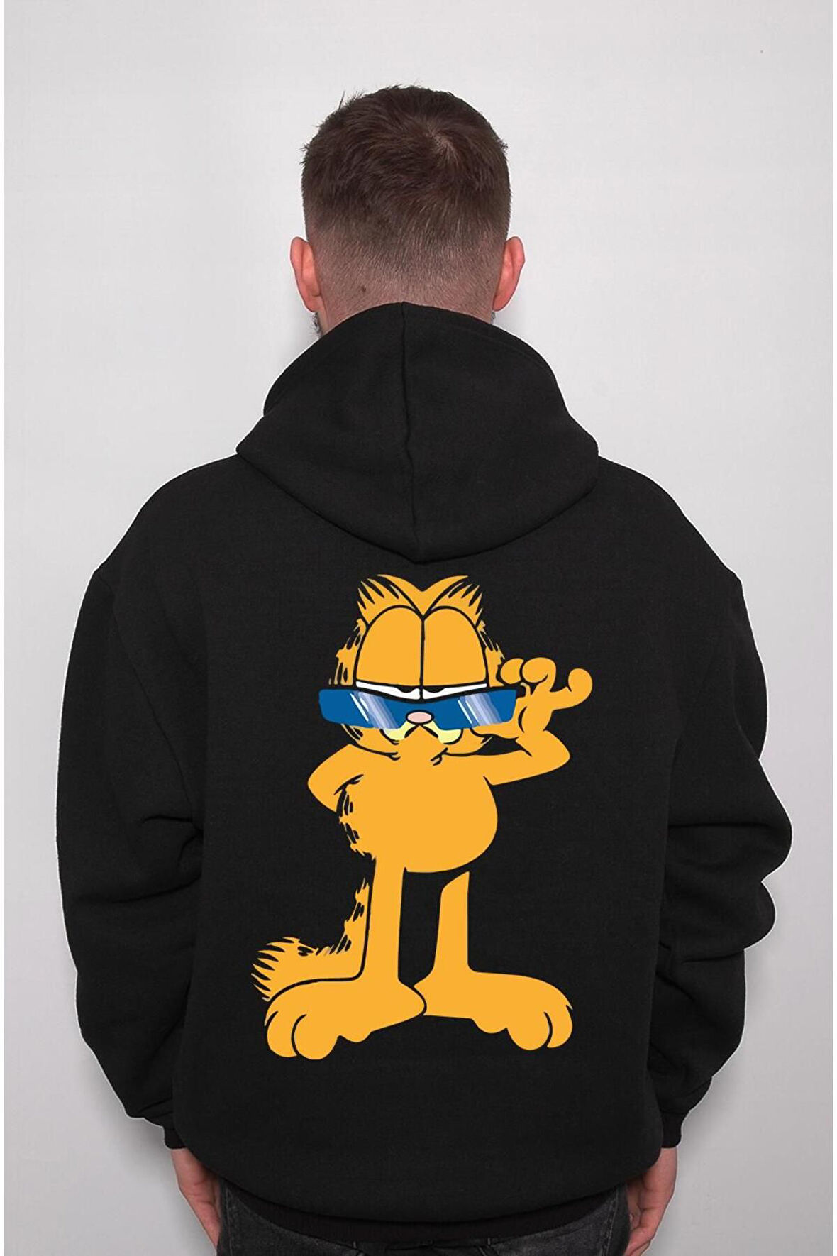 Garfield Cat Gözlüklü Kedi Hippi Sweatshirt Unisex Kapüşonlu Hoodie