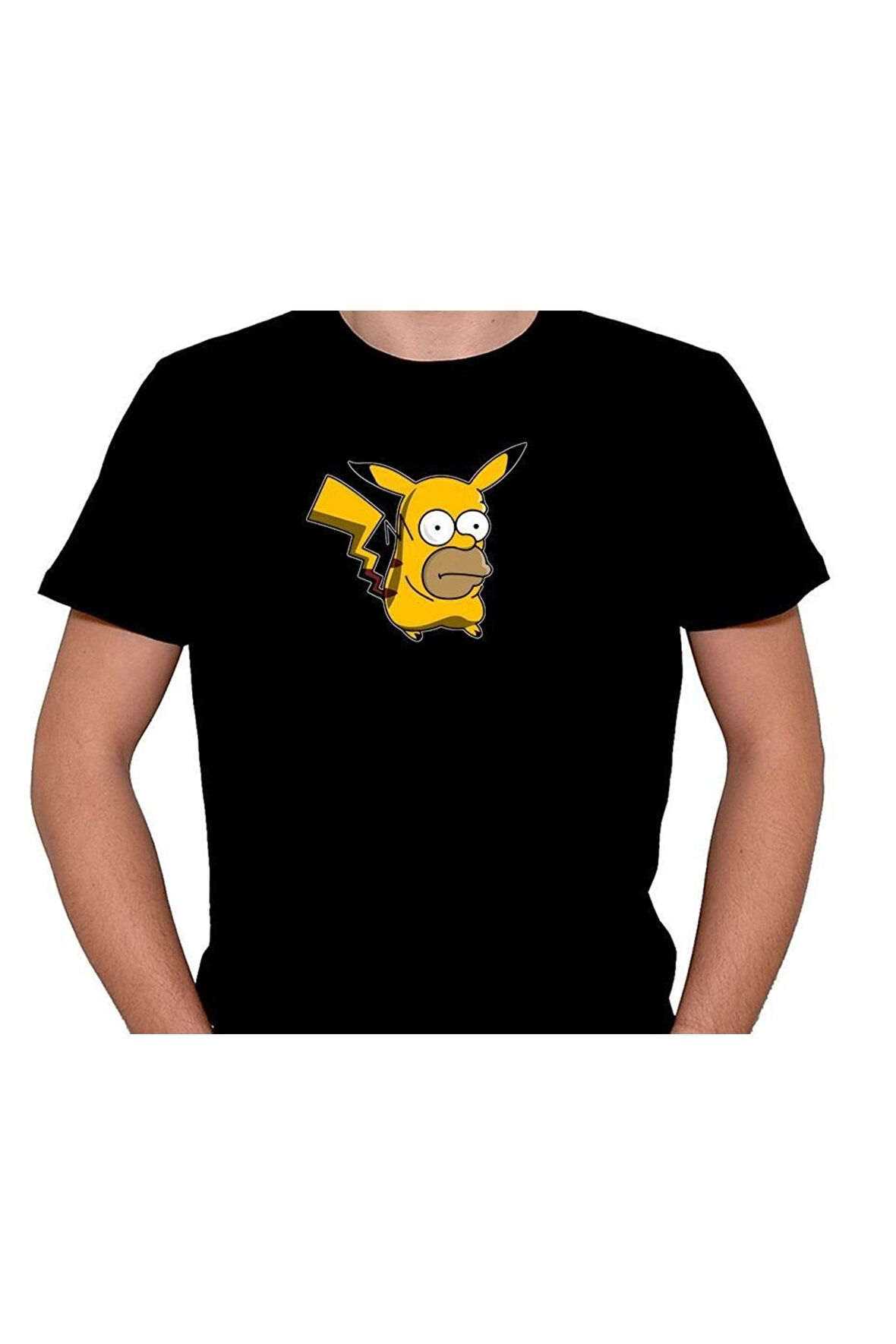 Homer Simpson Beer Pikachu Pikaçu Pokemon Tişört Unisex T-shirt