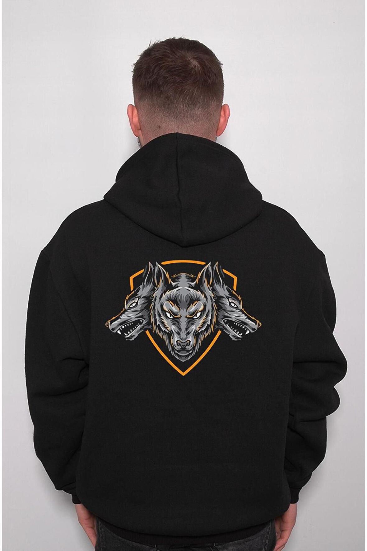 Wolf Kurt 3 Kafa Kurt Bozkurt Sweatshirt Unisex Kapüşonlu Hoodie