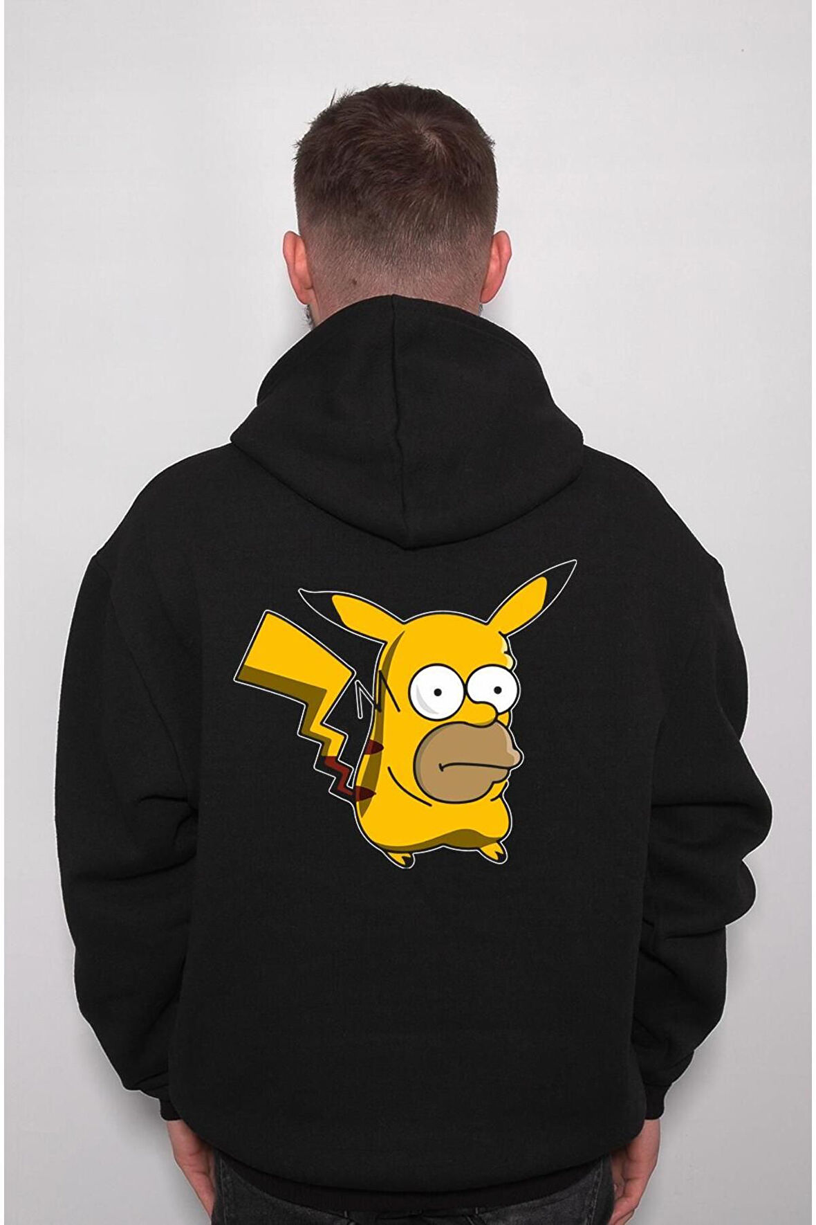 Homer Simpson Beer Pikachu Pikaçu Pokemon Sweatshirt Unisex Kapüşonlu Hoodie