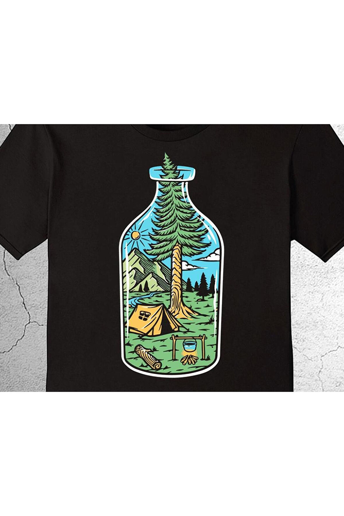 Doğa Camping Çadır Kamp Ateş Doğal Yaşam Şişe Bootle Tişört Çocuk T-shirt
