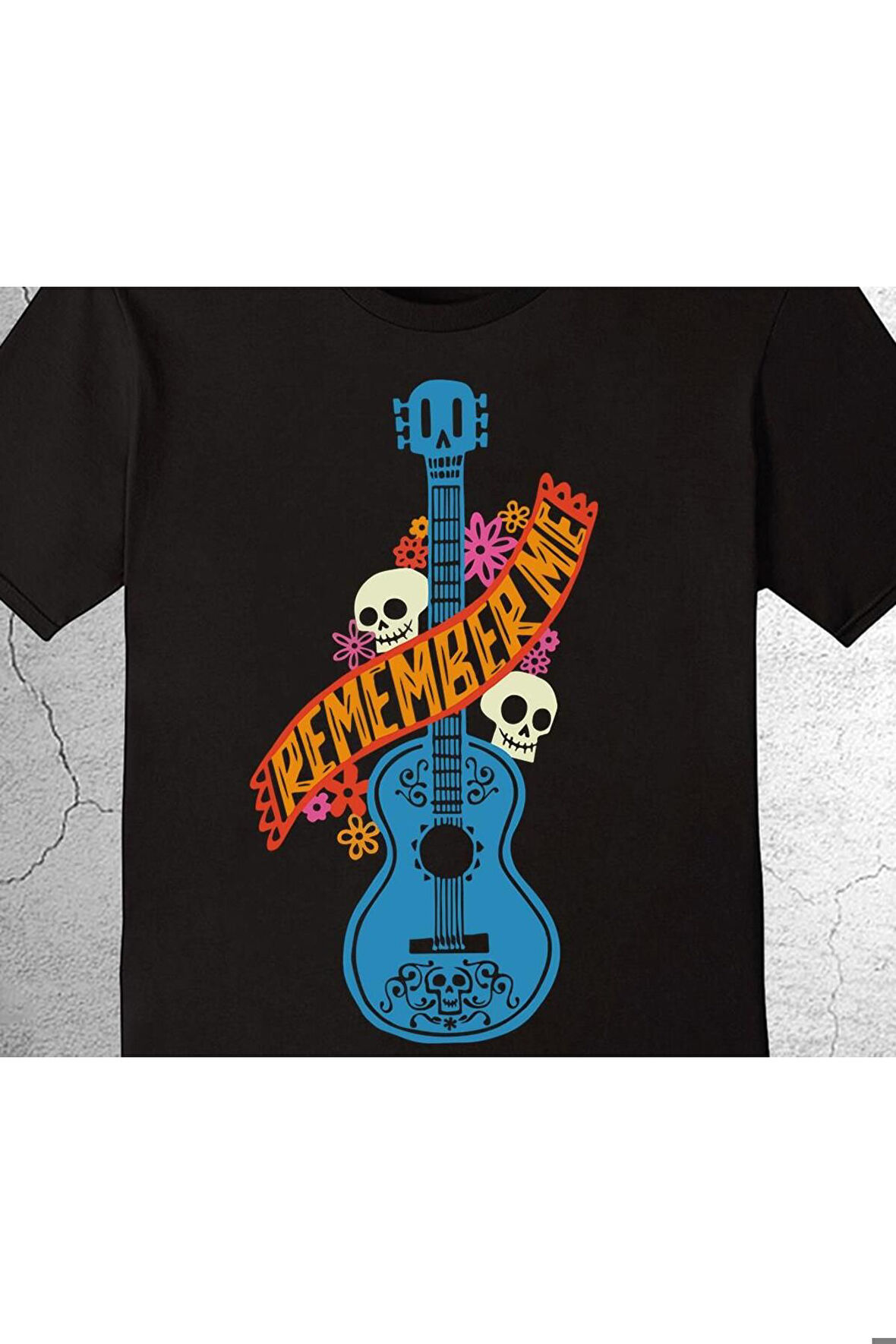 Guitar Gitar Remember Me Skull Kuru Kafa Flowers Tişört Çocuk T-shirt