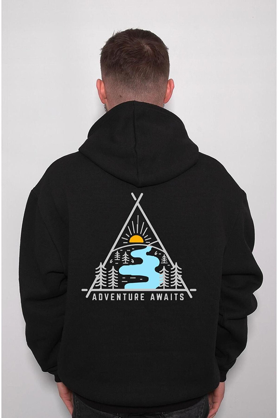 Adventure Awaits Kamp Çadır Doğa Sweatshirt Unisex Kapüşonlu Hoodie