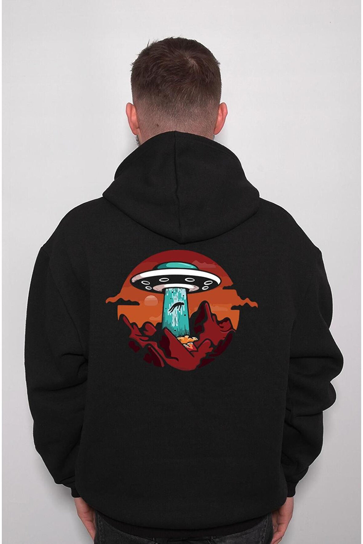 Uzay Space Uzaylı Ufo Sweatshirt Unisex Kapüşonlu Hoodie