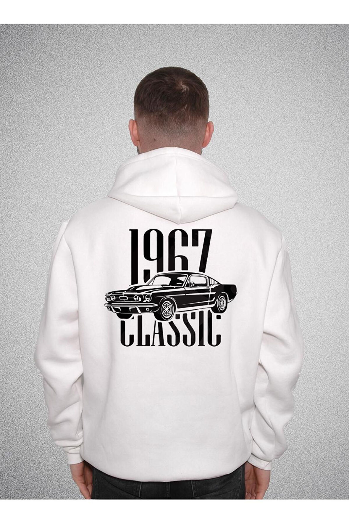 Ford Mustang 1967 Classic Car Klasik Araba Sweatshirt Unisex Kapüşonlu Hoodie