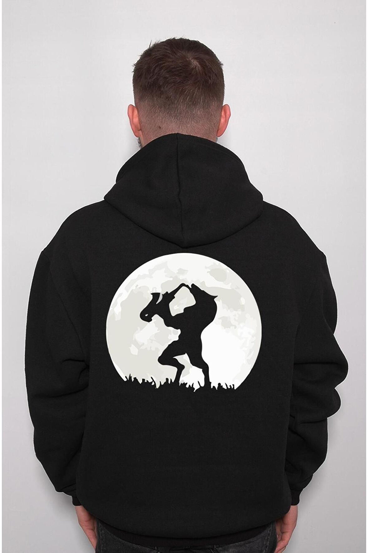 Kurt Wolf Saksafon Music Dolunay Sweatshirt Unisex Kapüşonlu Hoodie
