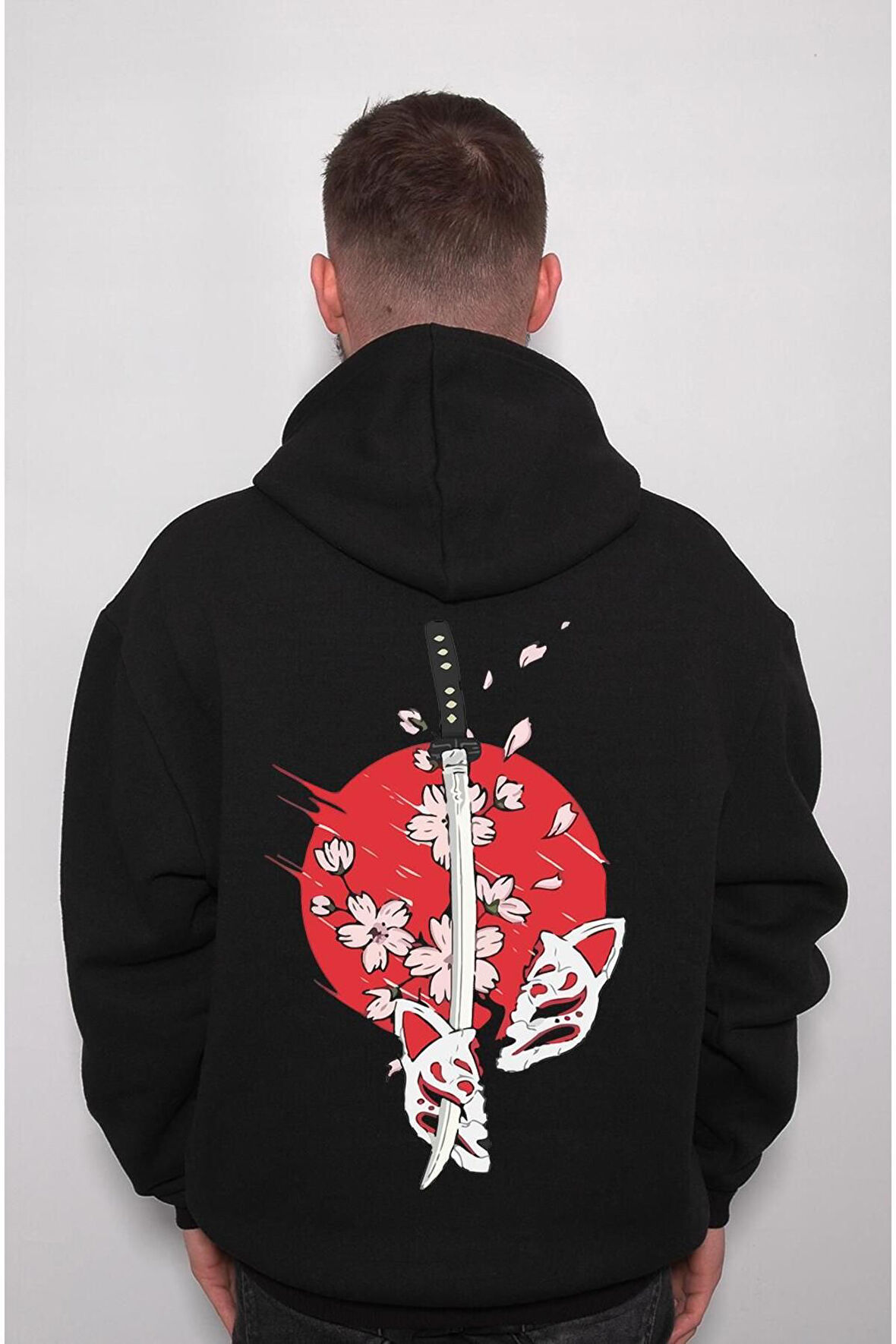 Katana Kılıç Anime Japan Japanese Kitsune Sweatshirt Unisex Kapüşonlu Hoodie