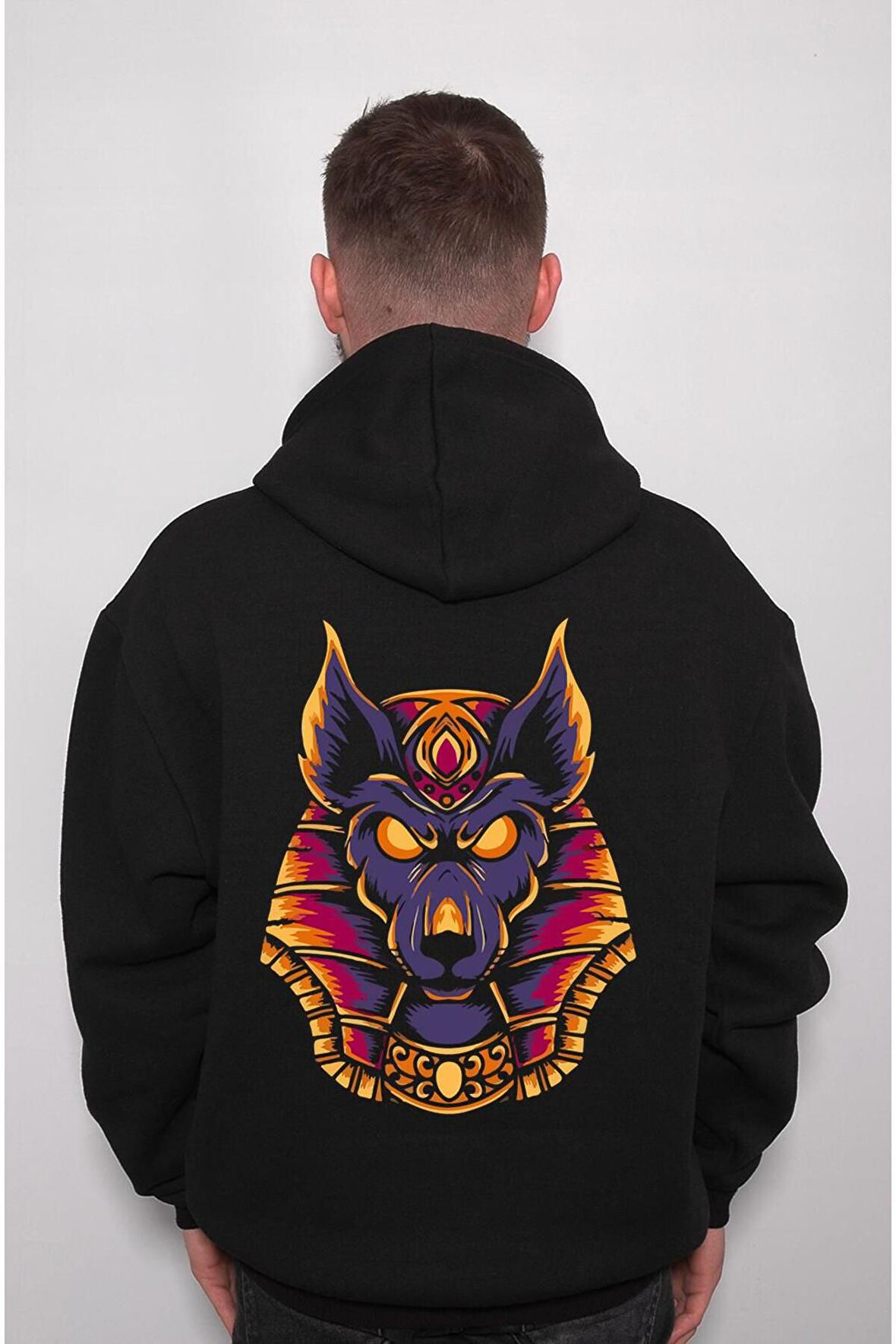 Anubis Mısır Egypt Piramit Firavun Köpek Sweatshirt Unisex Kapüşonlu Hoodie