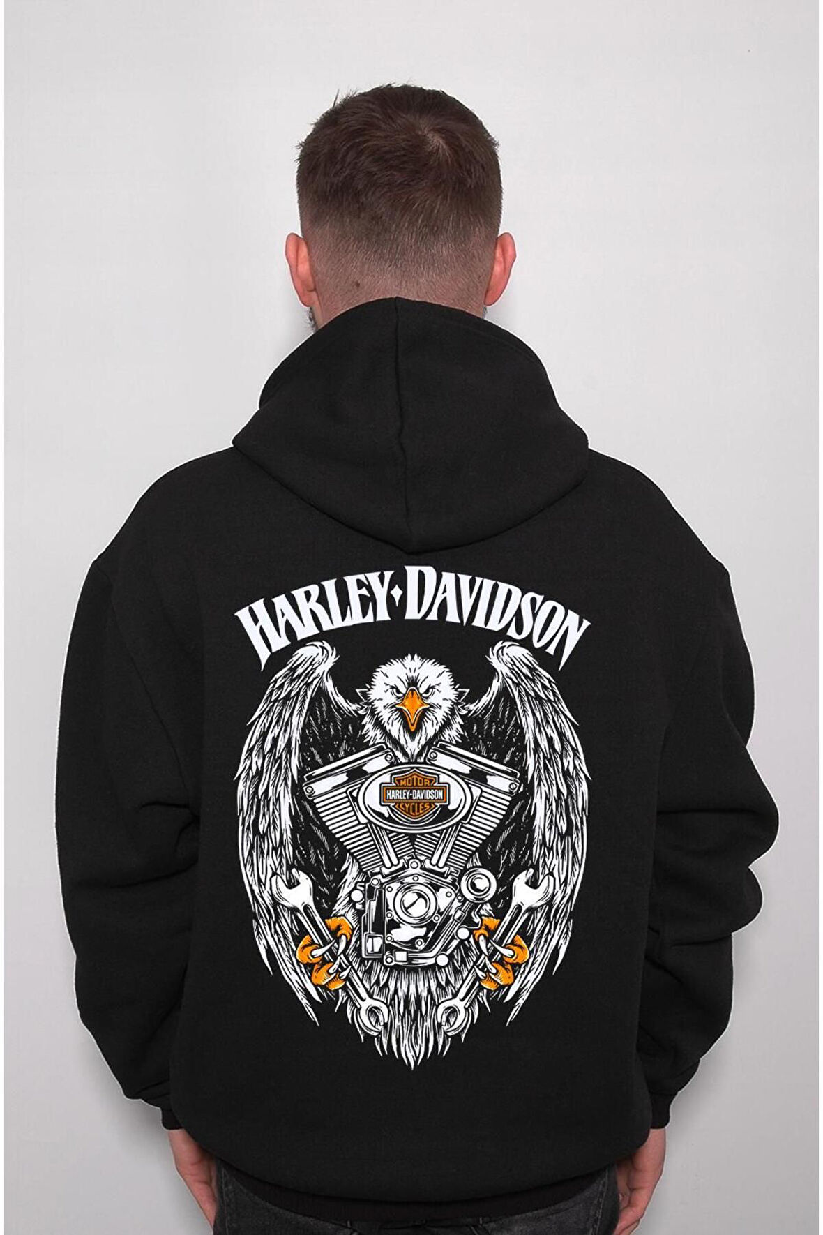 Harley Davidson Motorcycle Orange Bar Sweatshirt Unisex Kapüşonlu Hoodie