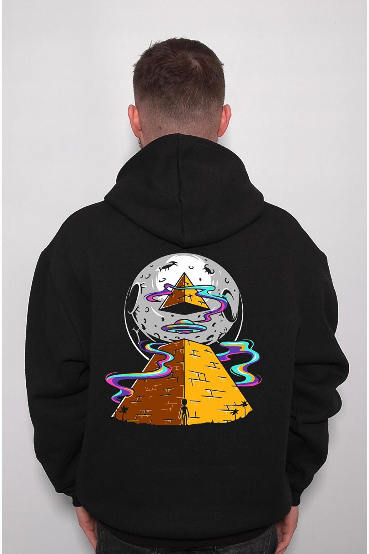 Mısır Piramit Uzay Gemisi Cosmos Space Egypt Sweatshirt Unisex Kapüşonlu Hoodie