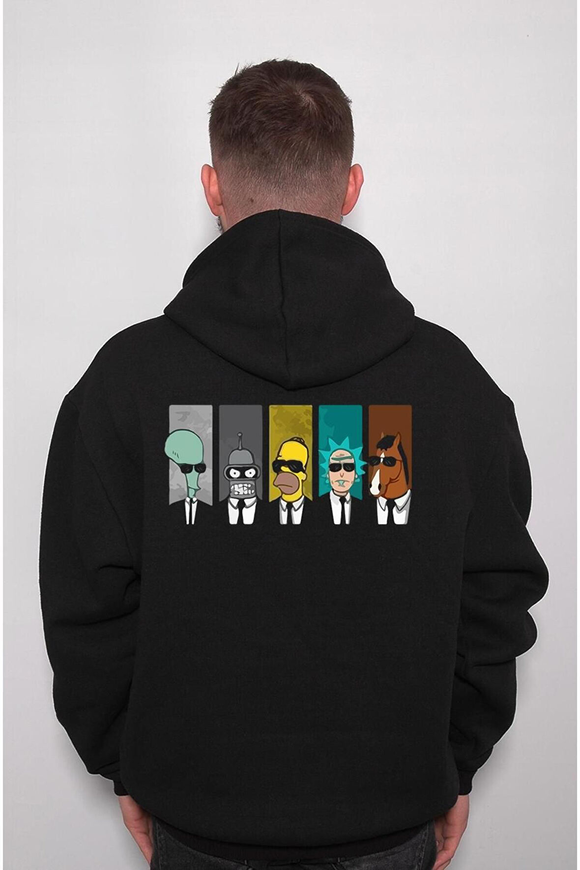 Simpson At Kafası Uzaylı Rick And Morty Bojack Horseman Sweatshirt Unisex Kapüşonlu Hoodie