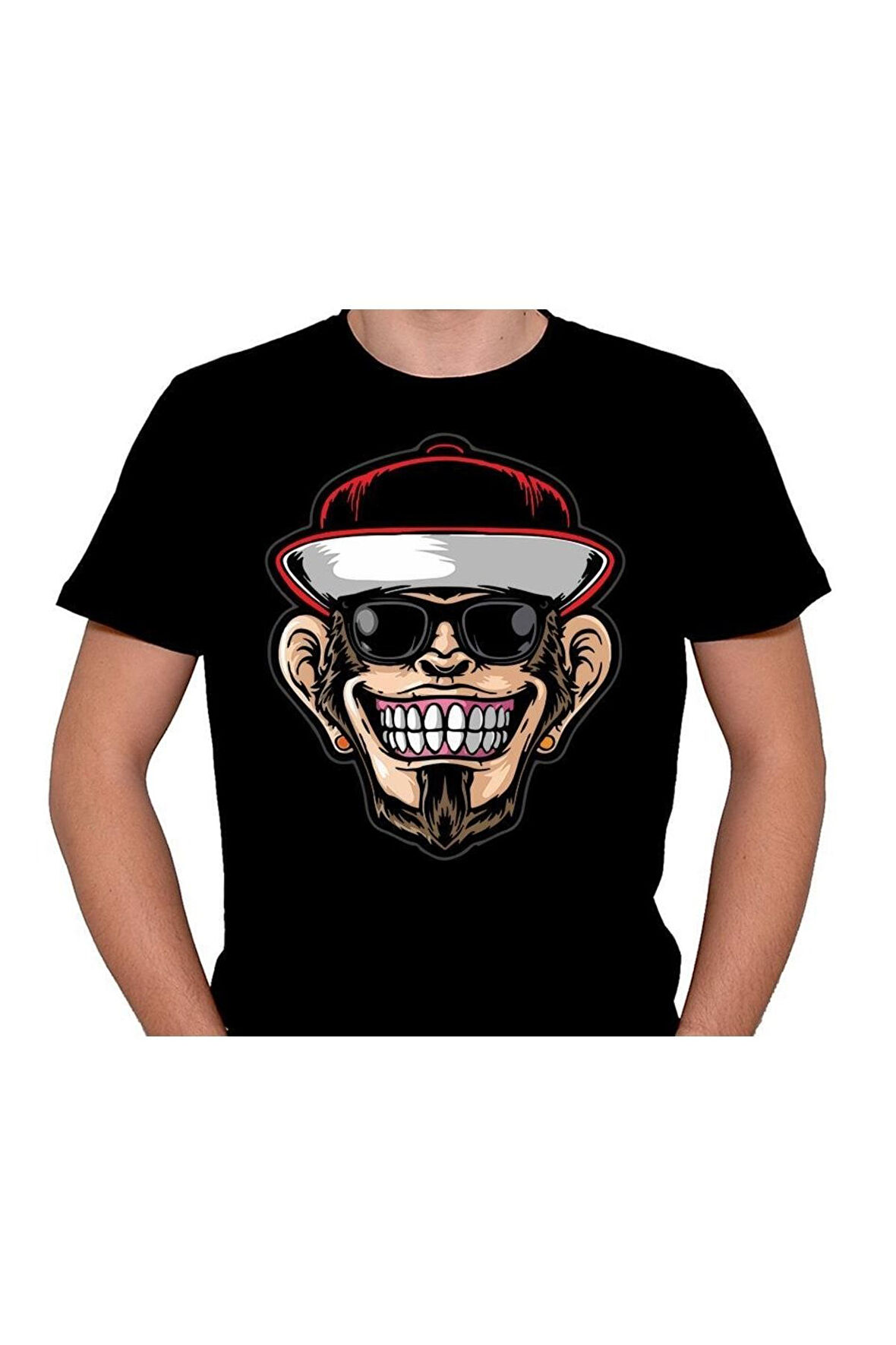 Hip Hop Rapçi Maymun Monkey Smile Kep Tişört Unisex T-shirt