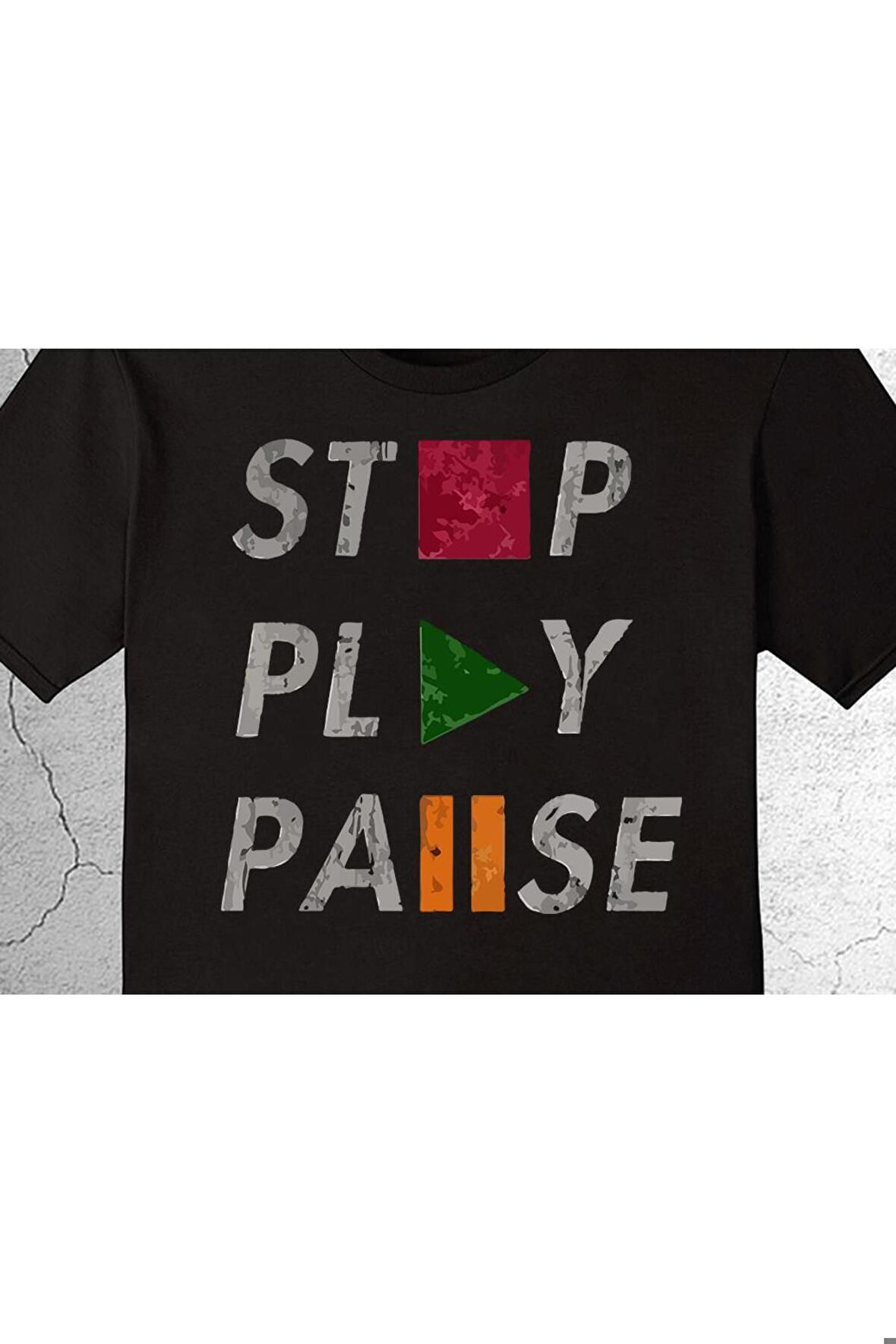 Stop Play Pause Dur Başla Duraklat Tişört Çocuk T-shirt
