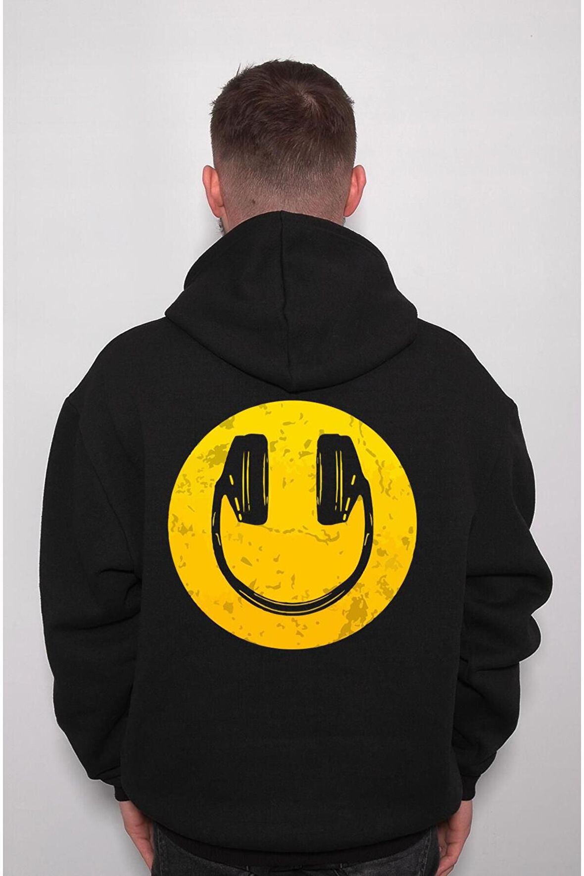 Smile Kulaklık Music Gülen Surat Sweatshirt Unisex Kapüşonlu Hoodie