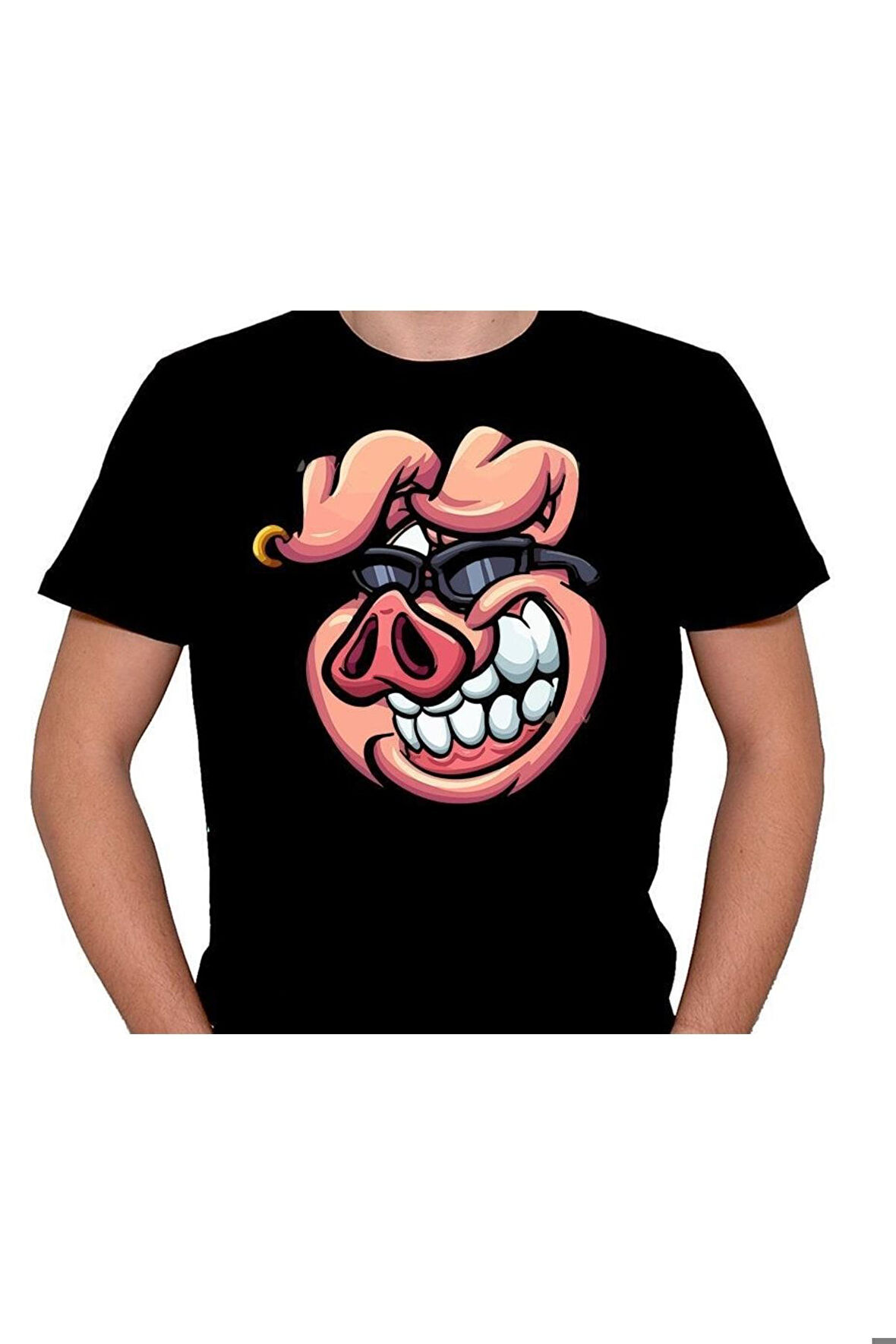 Şanslı Domuz Style Glasses Pig Tişört Unisex T-shirt