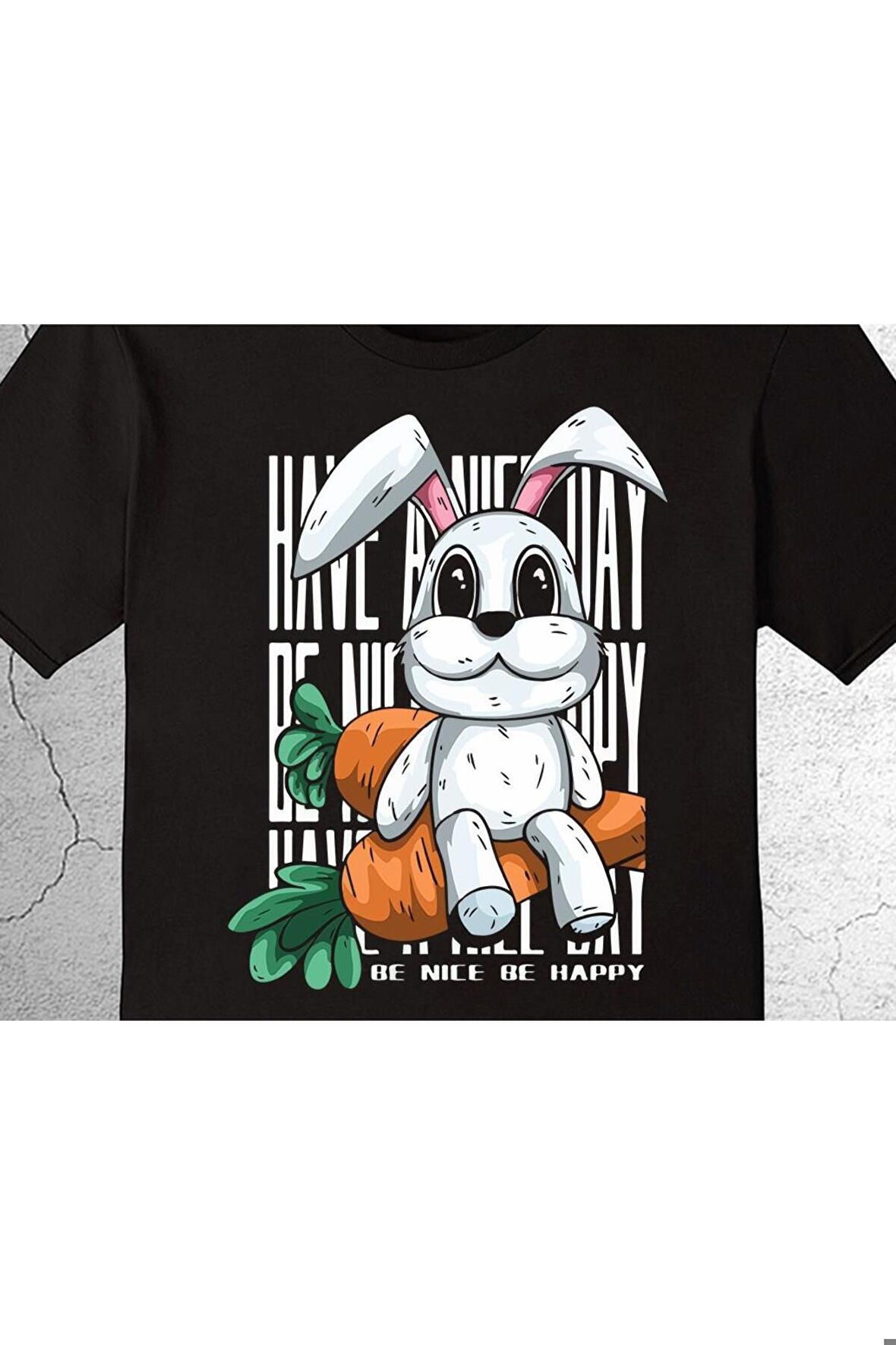 Tavşan Havuç Be Nice Be Happy Rabbit Tişört Çocuk T-shirt