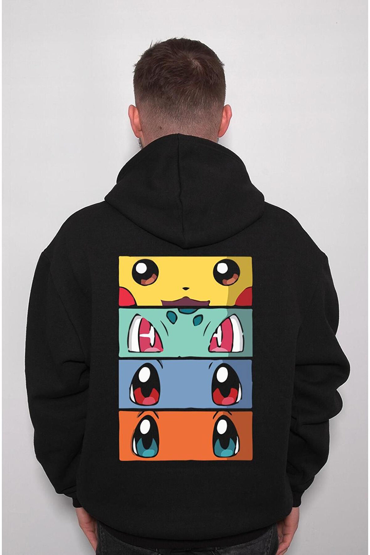 Pokemon All Caracters Pikachu Bulbasaur Charizard Sweatshirt Unisex Kapüşonlu Hoodie