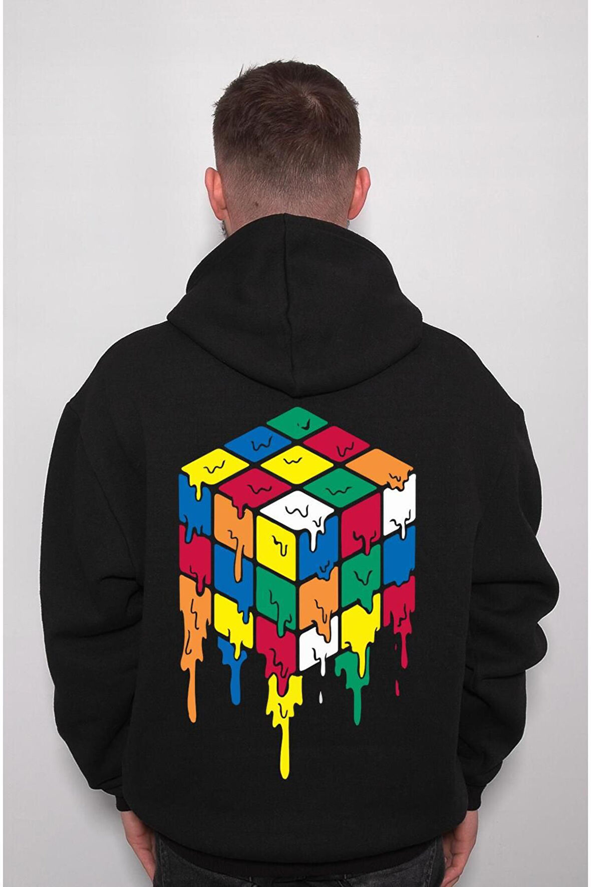 Rubik Zeka Küpü Kombinasyon Akışkan Sweatshirt Unisex Kapüşonlu Hoodie