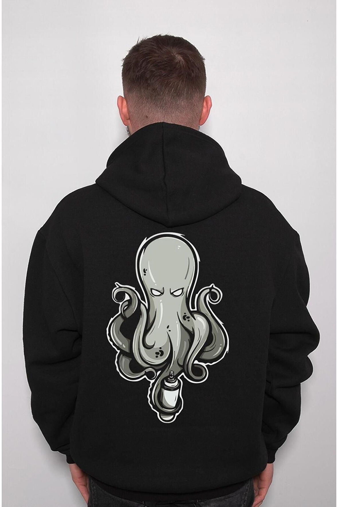 Ahtapot Octopus Grafiti Sweatshirt Unisex Kapüşonlu Hoodie
