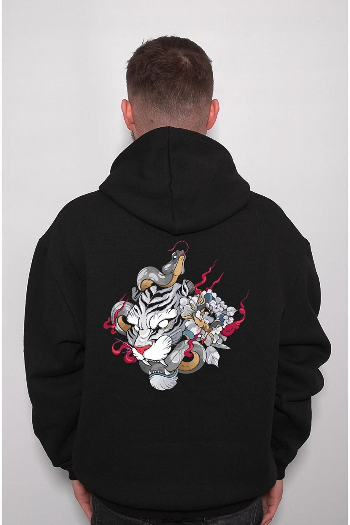 Tiger Snake Kaplan Yılan Animal Hayvanlar Sweatshirt Unisex Kapüşonlu Hoodie