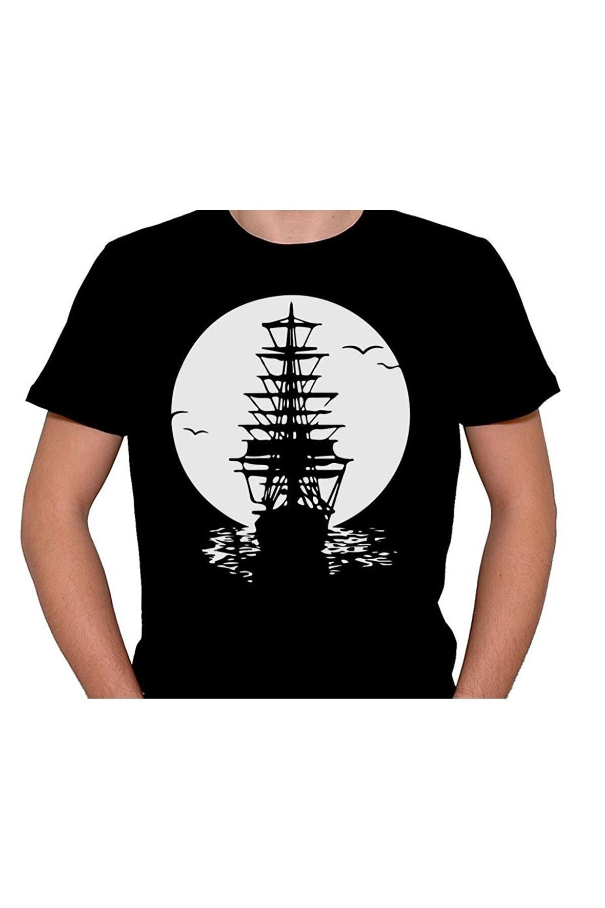 Gemi Titanic Dolunay Sefer Yelkenli Korsan Deniz Tişört Unisex T-shirt