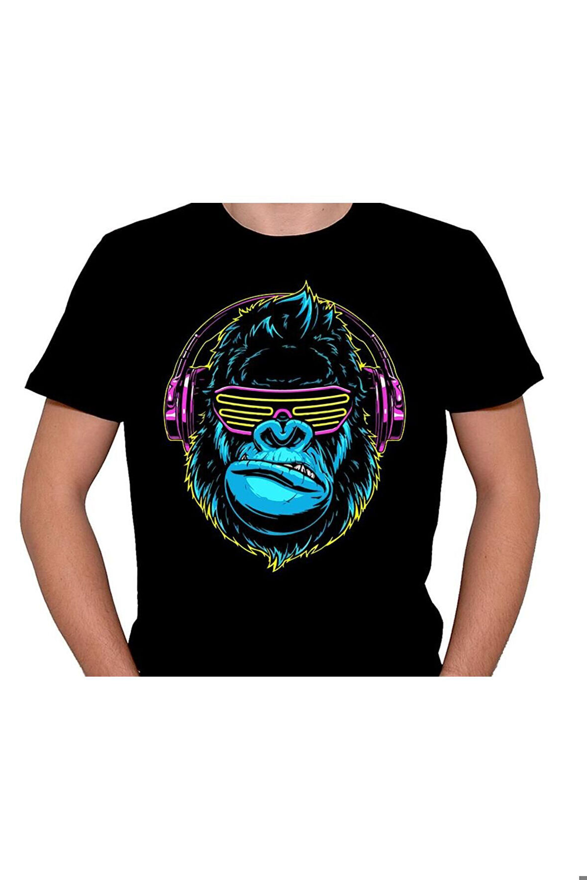 Goril Gorilla Maymun Dj Monkey Kulaklık Tişört Unisex T-shirt