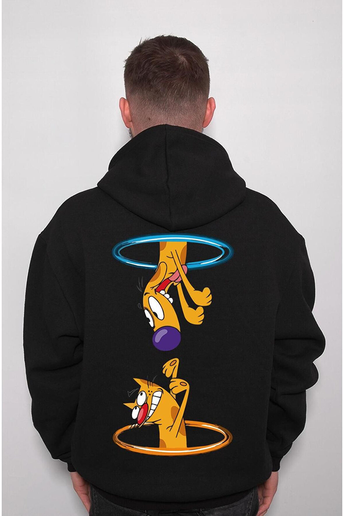 Cat Dog Ikizler Birleşik Kedi Köpek Çizgi Dizi Animal Sweatshirt Unisex Kapüşonlu Hoodie