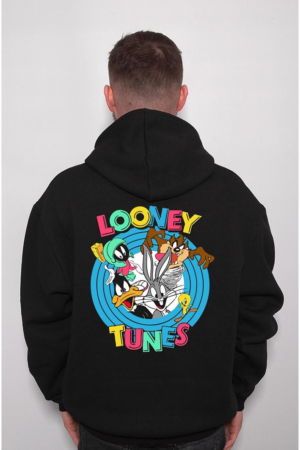 Looney Tunes Çizgi Film Tazz Bugs Bunny Duffy Duck Sweatshirt Unisex Kapüşonlu Hoodie