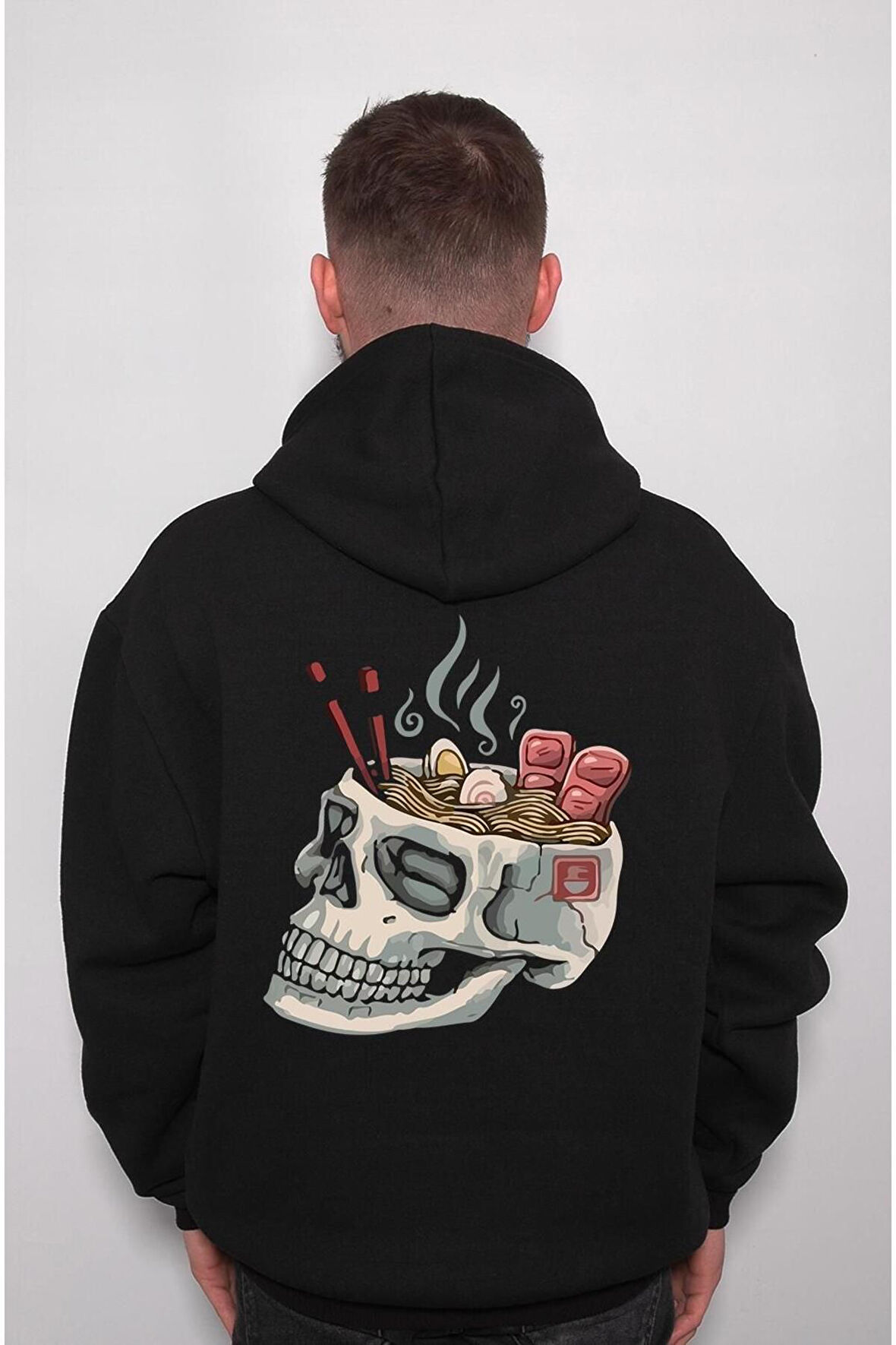 Sushi Skull Kuru Kafa Spagetti Chinese Food Sweatshirt Unisex Kapüşonlu Hoodie