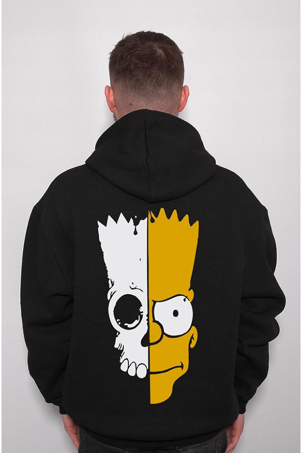 Simpson's Bart Skull Kuru Kafa Sweatshirt Unisex Kapüşonlu Hoodie
