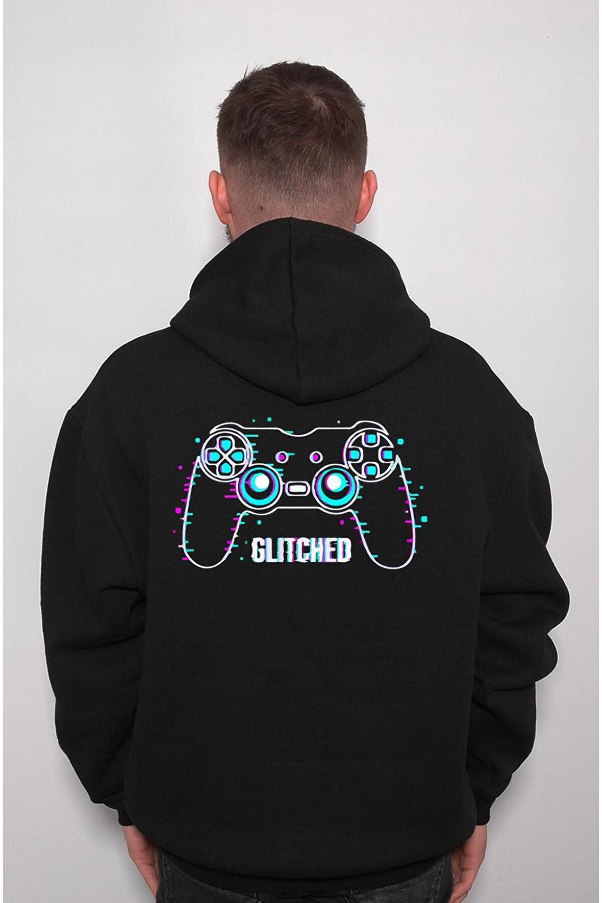 Glıtched Playstation Aksaklık Bozuk Kol Sweatshirt Unisex Kapüşonlu Hoodie