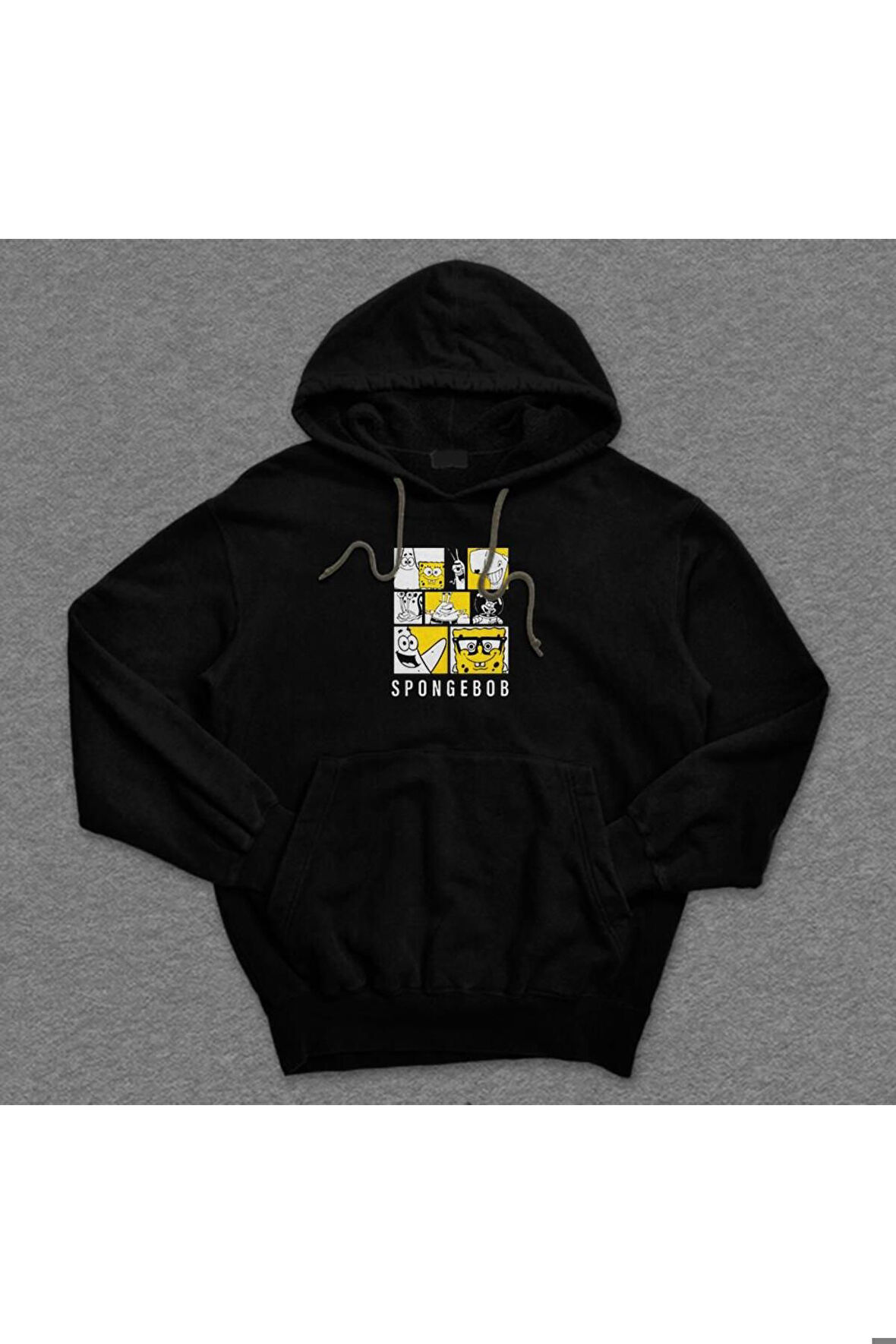 Sünger Bob Sponge Bob Kare Şort Sweatshirt Unisex Kapüşonlu Hoodie