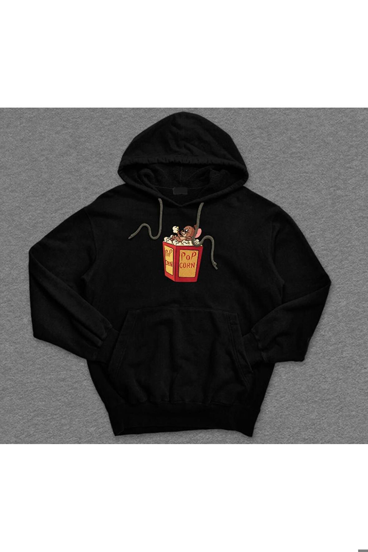 Tom And Jerry Pop Corn Yaramaz Kedi Çizgi Film Sweatshirt Unisex Kapüşonlu Hoodie