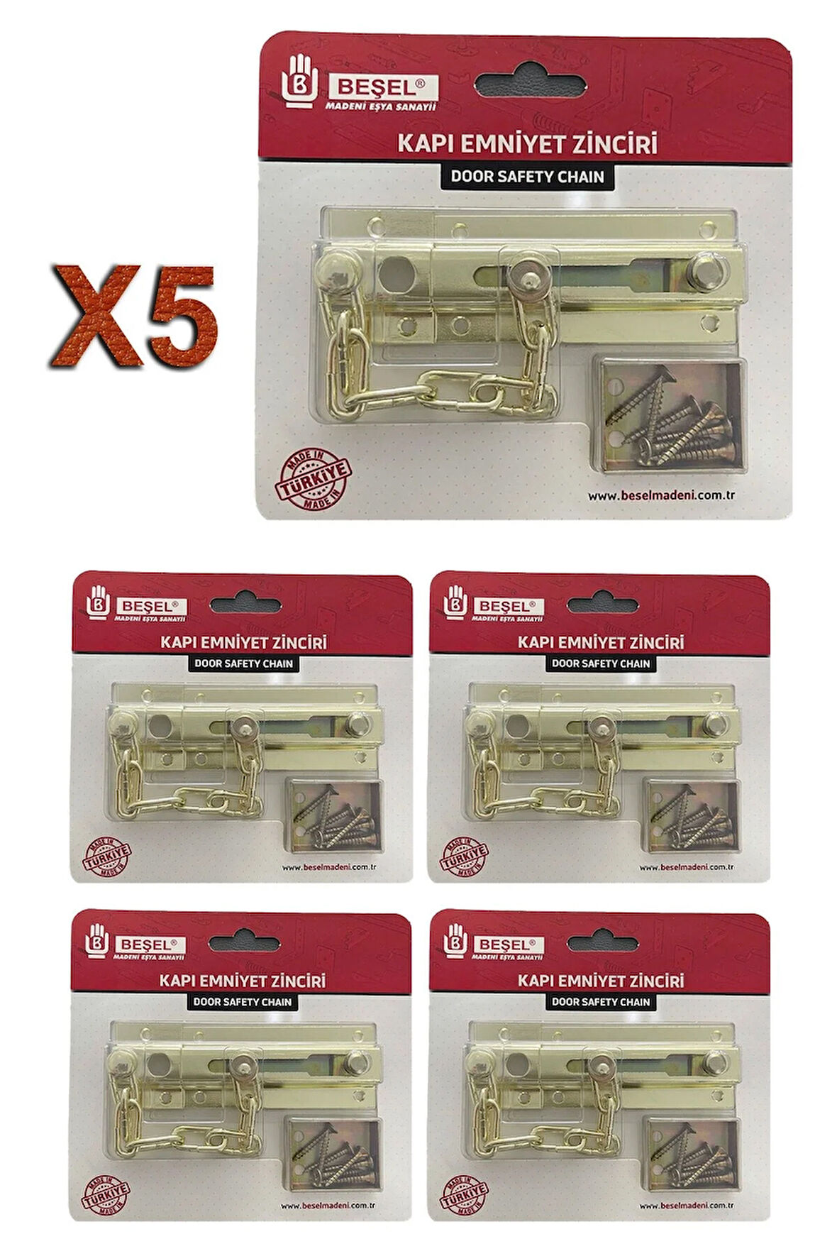 Sürgülü Kapı Emniyet Zinciri Sarı (5 ADET)