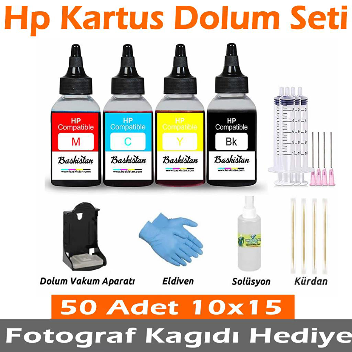 Hp Uyumlu Kartuş Dolum Seti (4 Renk x 100ml) Kolay Dolum Kiti