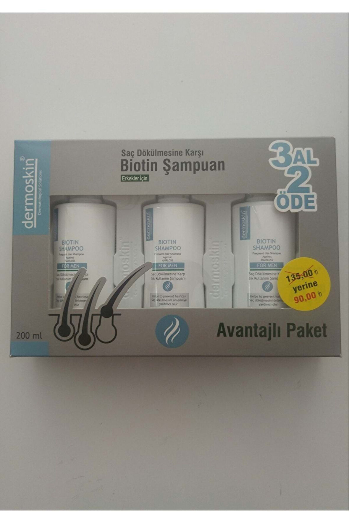 3al 2 Öde Erkekler Için Saç Dökülmesine Karşı Biotin Şampuan