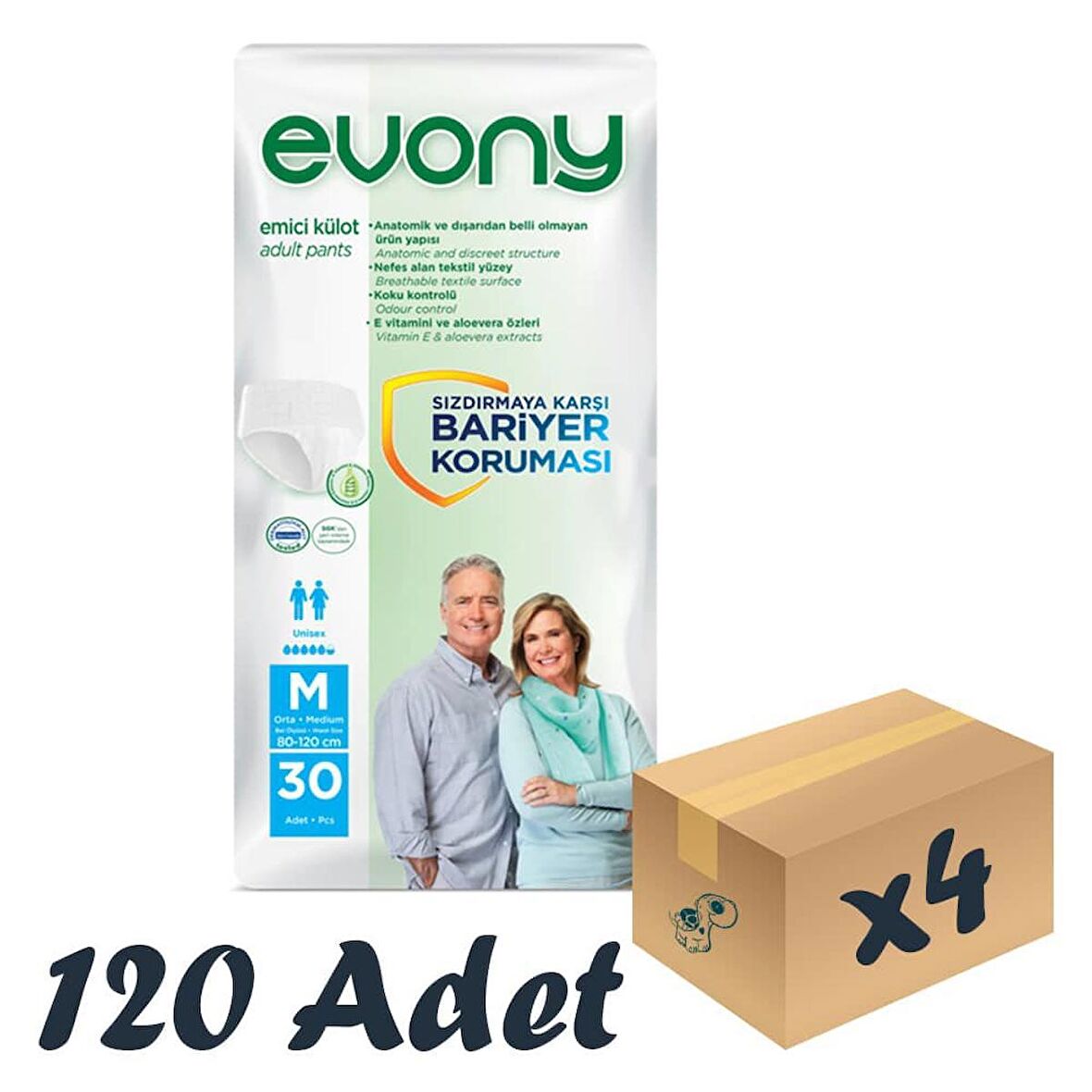 Evony Emici Hasta Külodu Medium 30’lu 4 Paket 120 Adet