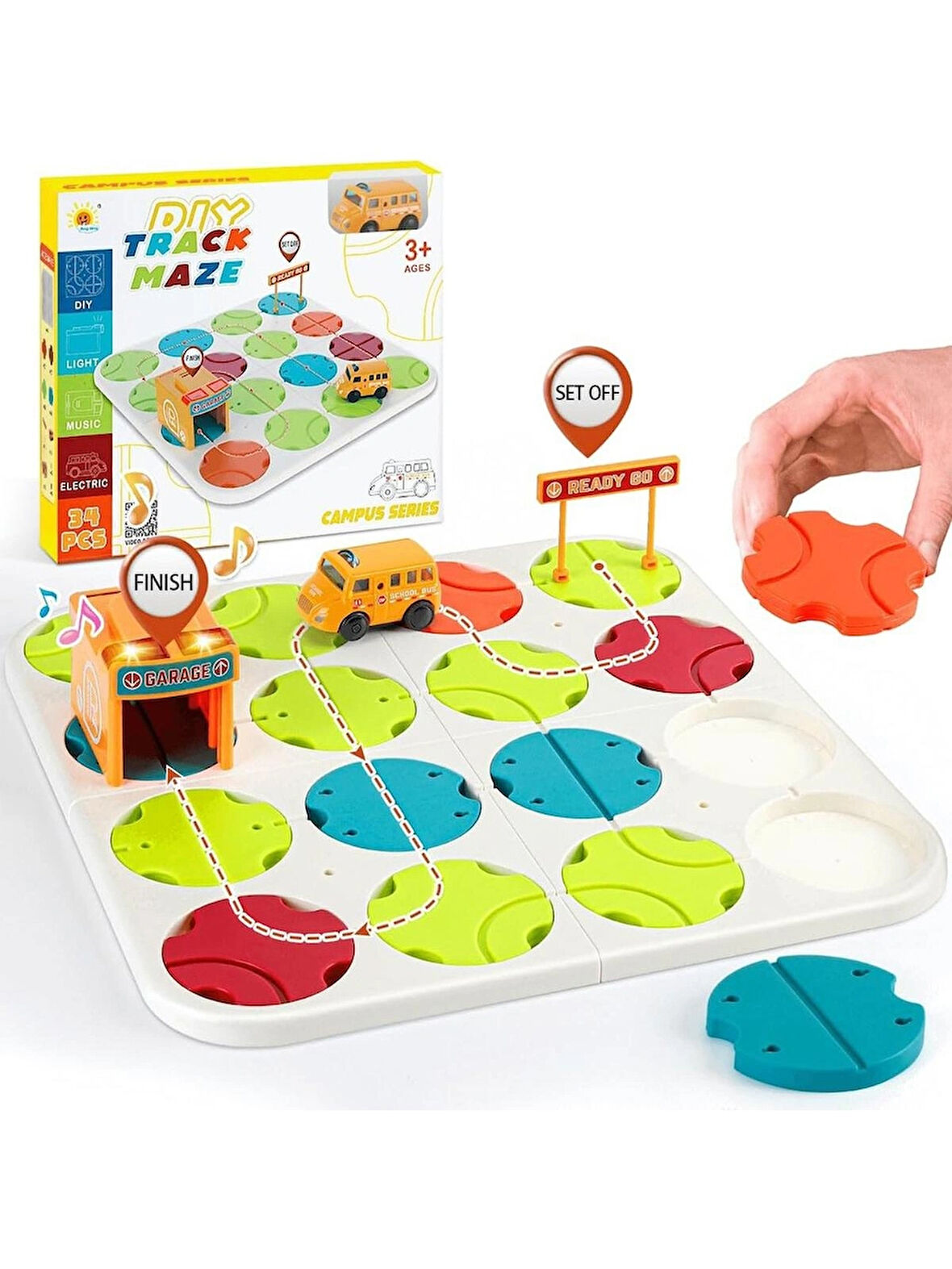 Learning Fun 34 Parça Stem Eğitici Beceri Geliştirici Mantıksal Kendin Yap Yol Inşa Oyunu Puzzle Oyuncak