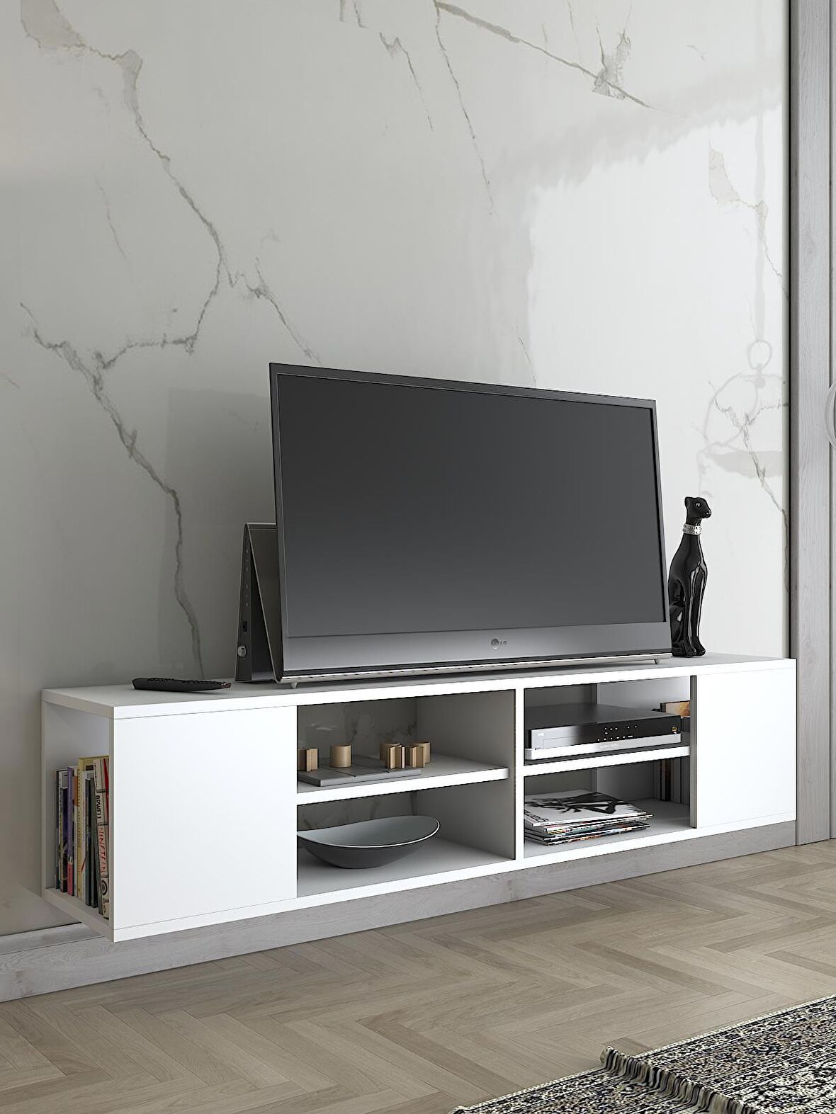 Wood'n Love Echo 150 Cm Duvara Asma Tv Ünitesi - Beyaz