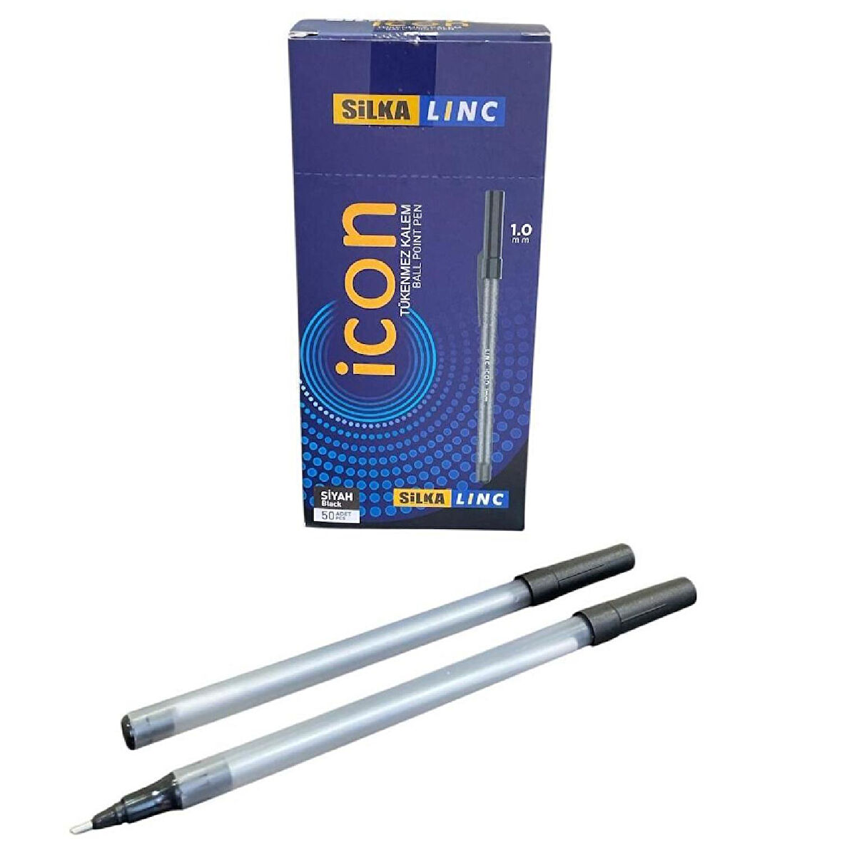 Silka Linc Icon 1.0 mm İğne Uç Tükenmez Kalem Siyah 50 Adet