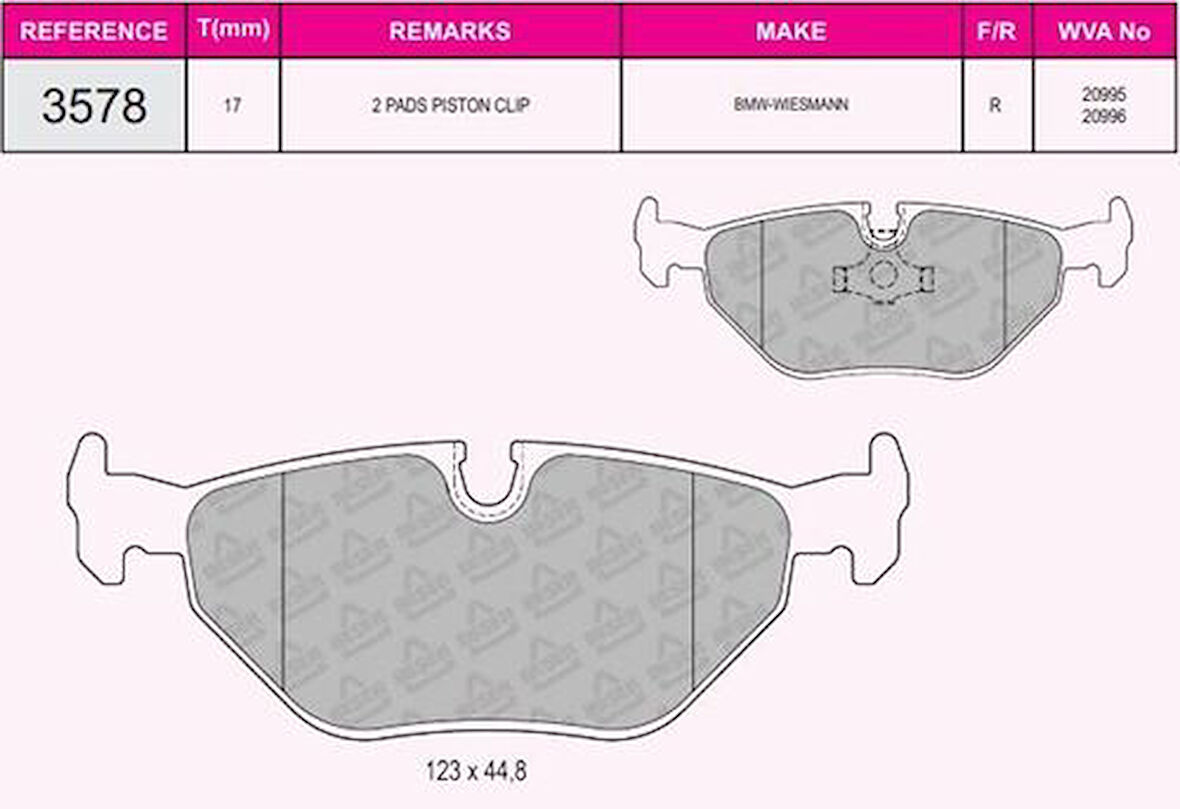 Beşer 3578 Arka Balata BMW E36 316-318-320-323-325-328 Z3 E32-E34-E36 M3 E34 M3 