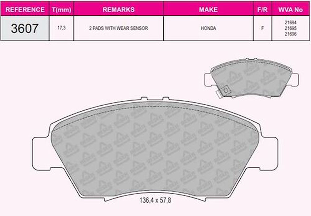 Beşer 3607 Ön Fren Balata Honda Civic 1.6 1992-2000 Cr91-Crz 10- 45022504V10