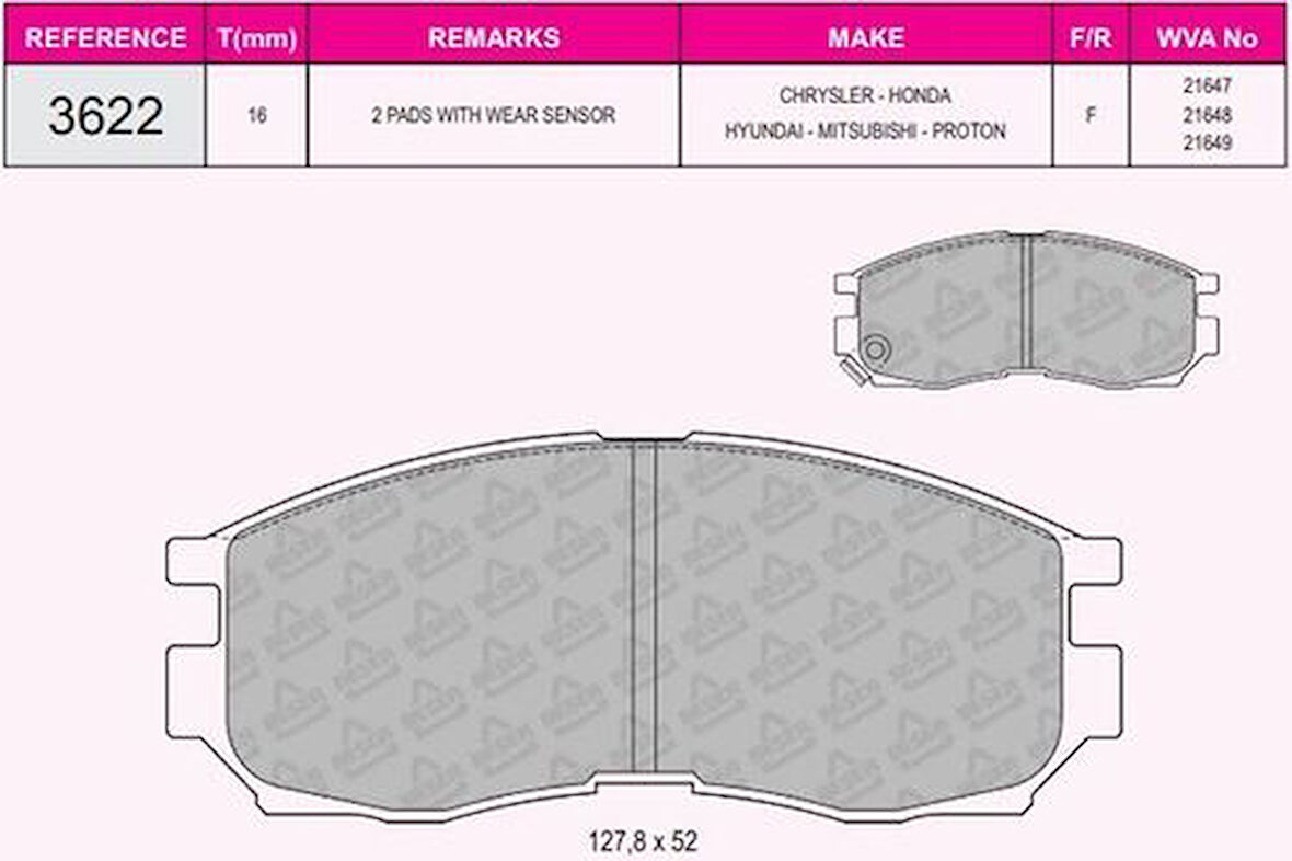 Beser 3622 Ön Fren Balatası Mıtsubıshı Galant