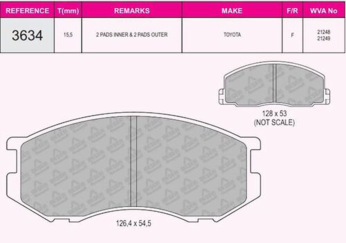 Beşer 3634 Ön Fren Balatası Toyota Modell F 80-90 Lite Ace 75-90 Master 85-92 0446528010