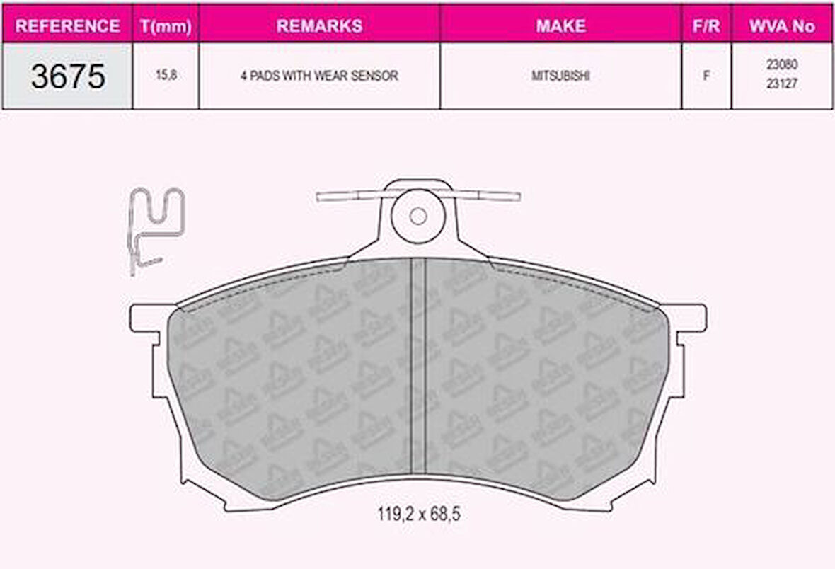 Beser 3675 Ön Fren Balatası Carısma 1.6I 96>00
